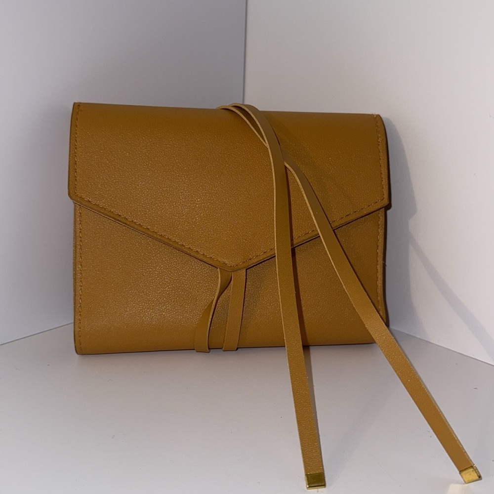 Glass & Ladder Katherine Tech Roll Up Honey Brown Vegan Leather Fold Organizer